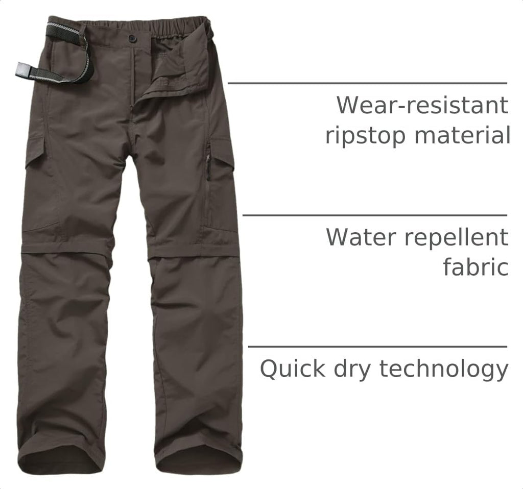 linlon Boy Scout Pants Hiking Mens Convertible Zip Off Safari Fishing