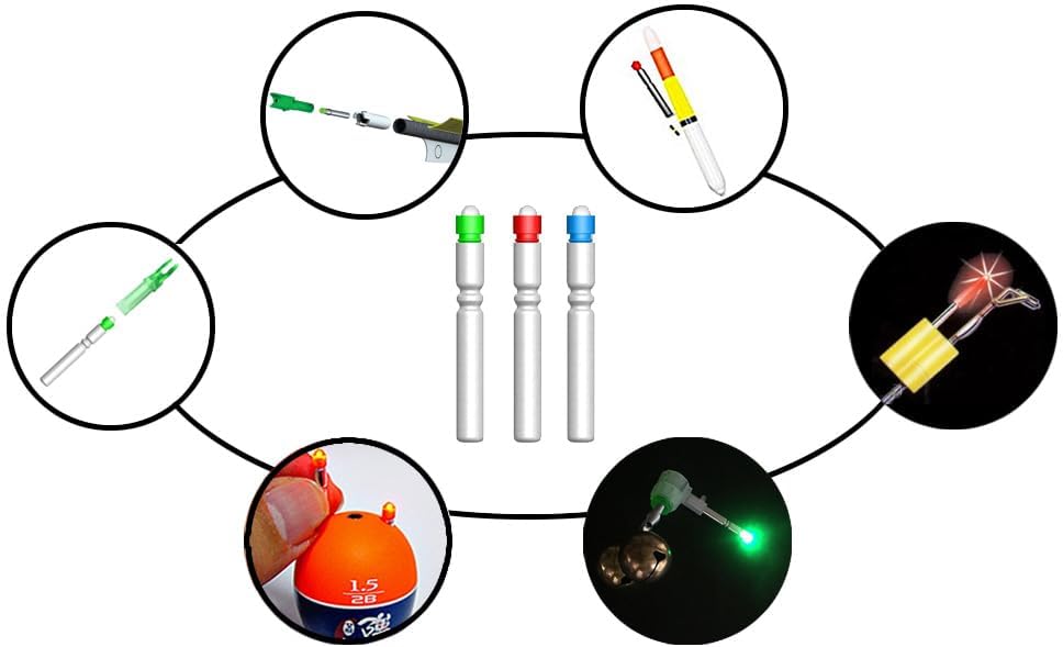CosiComu Fishing Bobber Lights,Night Fishing Float Lights,Fishing Glow Sticks,Lighted Nocks for Arrows 6-Pack