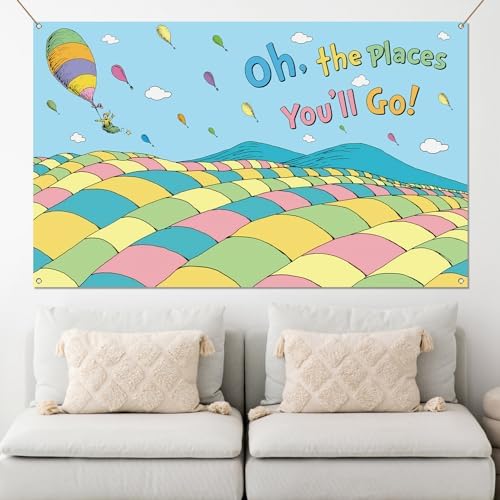 Oh The Places You'll Go Photo Booth Backdrop Graduation Travel Theme Party Decor Photography Background Wall Decoration