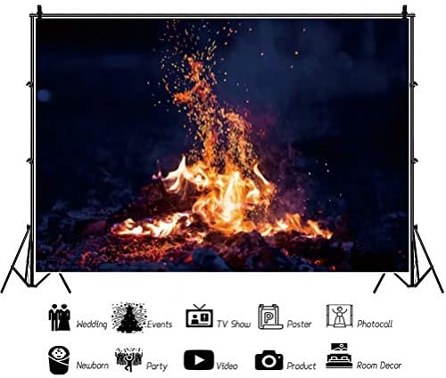 shensu Burning Firewoods Photography Backdrops 7x5ft Vinyl Outdoor Night Campfire Flaming Timber Travel Barbeques Party Events Photography Background Kids Adults Portrait Photo Studio Props