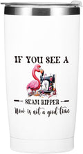 Funny Flamingo Gifts Sewing Accessories Travel Tumbler, Humorous Sewing Gifts 20 oz Stainless Steel Coffee Mug，Travel Cup，Insulated Cup with Lid for Car, Quilting Gift for Women Birthday Christmas