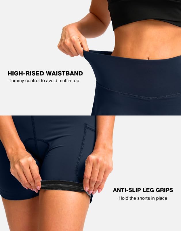 Women's Cycling Skirts 4D Padded Bike Shorts with Pockets High Waist Biking Skort for Road Mountain Bicycle Riding