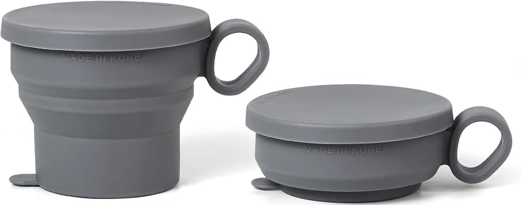 carrotez 6 oz 2 pack Mini Silicone Collapsible Travel Cup - Modern Grey