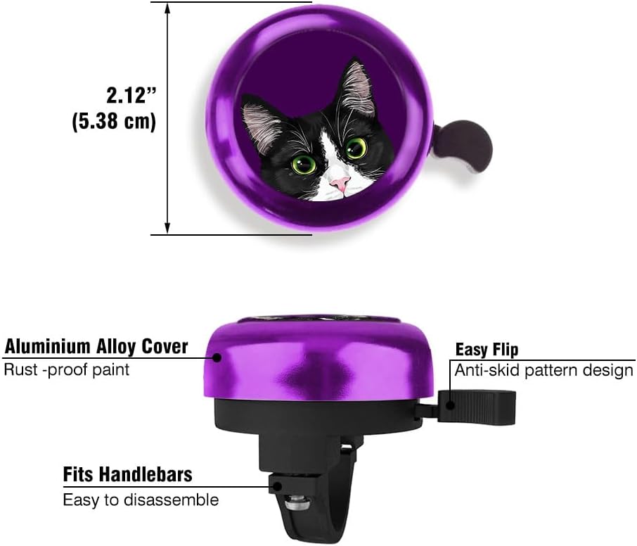 WIRESTER Purple Aluminum Round Bike Bell, Classic Ring Bicycle Bell, Bike Accessories Bell Ring for Adults Kids Girls Boys