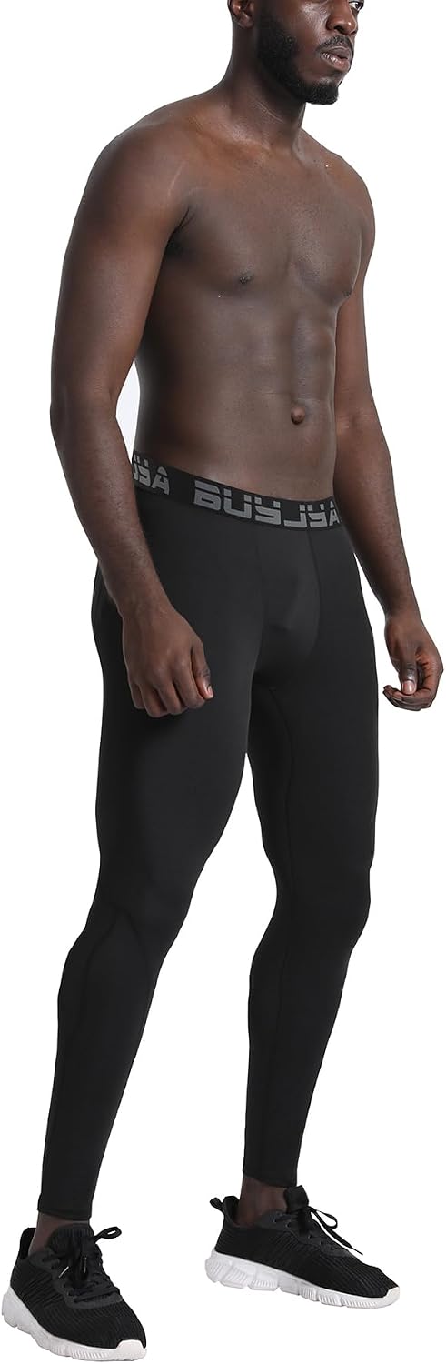 BUYJYA 3 or 5 Pack Men's Compression Pants Base Layer Tights Leggings