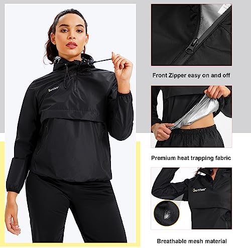Junlan Sauna Suit for Women Sweat Jacket Gym Workout Vest Sweat Suits