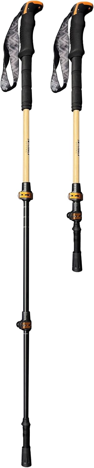 GOODE Bamboo Trekking Poles – Lightweight Adjustable Hiking Poles with Natural Bamboo Shaft, Cork Grip & Tungsten Tip – Collapsible Walking Sticks for Hiking, Backpacking & Travel