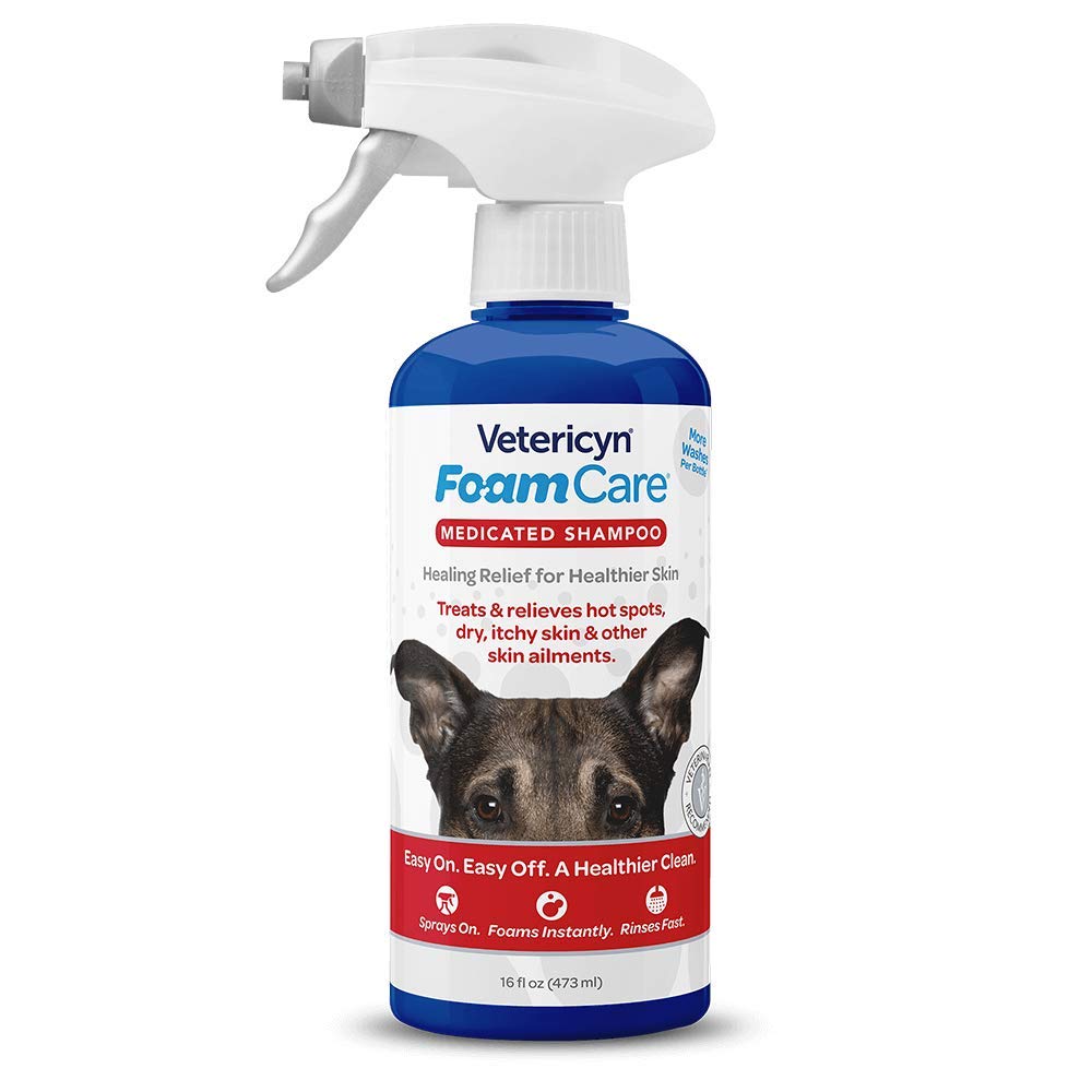 Vetericyn FoamCare Dog Shampoo and Conditioner - Instant Foaming, Spray-On Hypoallergenic Shampoo, Plant-Based Formula for Dogs and Cats. 16 Ounce