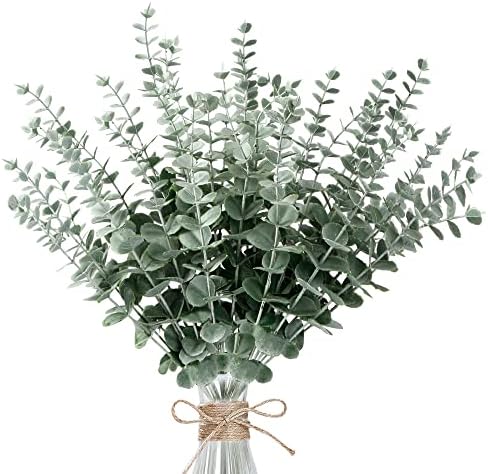 Sggvecsy 36pcs Eucalyptus Stems Decor Artificial Eucalyptus Leaves Faux Eucalyptus Stems Real Touch Fake Greenery Branches for Wedding Flower Bouquet Centerpiece Home Office Decoration