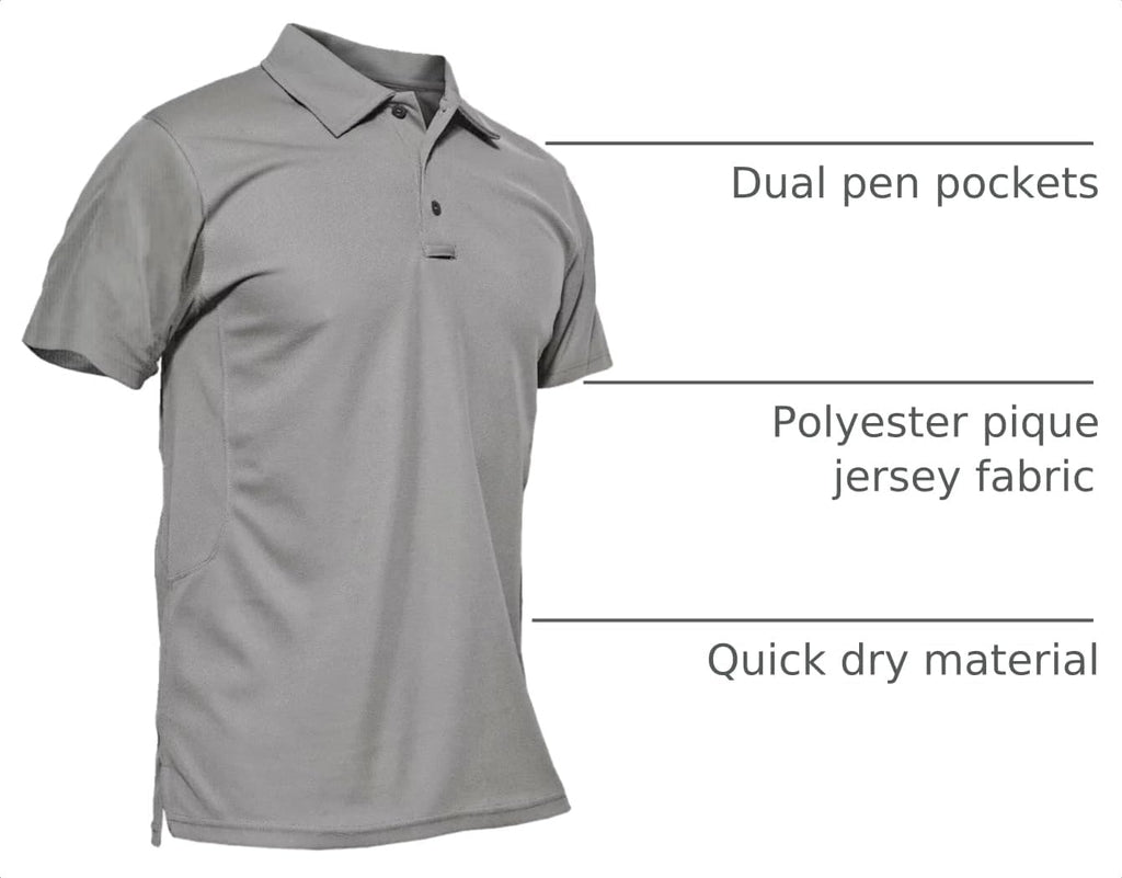 MAGCOMSEN Men's Polo Shirt Quick Dry Performance Short Sleeve Tactical Shirts Pique Jersey Golf Shirt