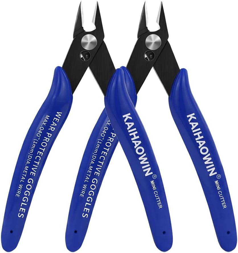 Small Wire Cutters 10 Pack- KAIHAOWIN 170 Wire Flush Cutters Wire Clippers Nippers Clean Cut Pliers Side Cutter Diagonal Cutting Pliers for Electronic Floral Heating Wire Model Sprue Soft Copper, Blue