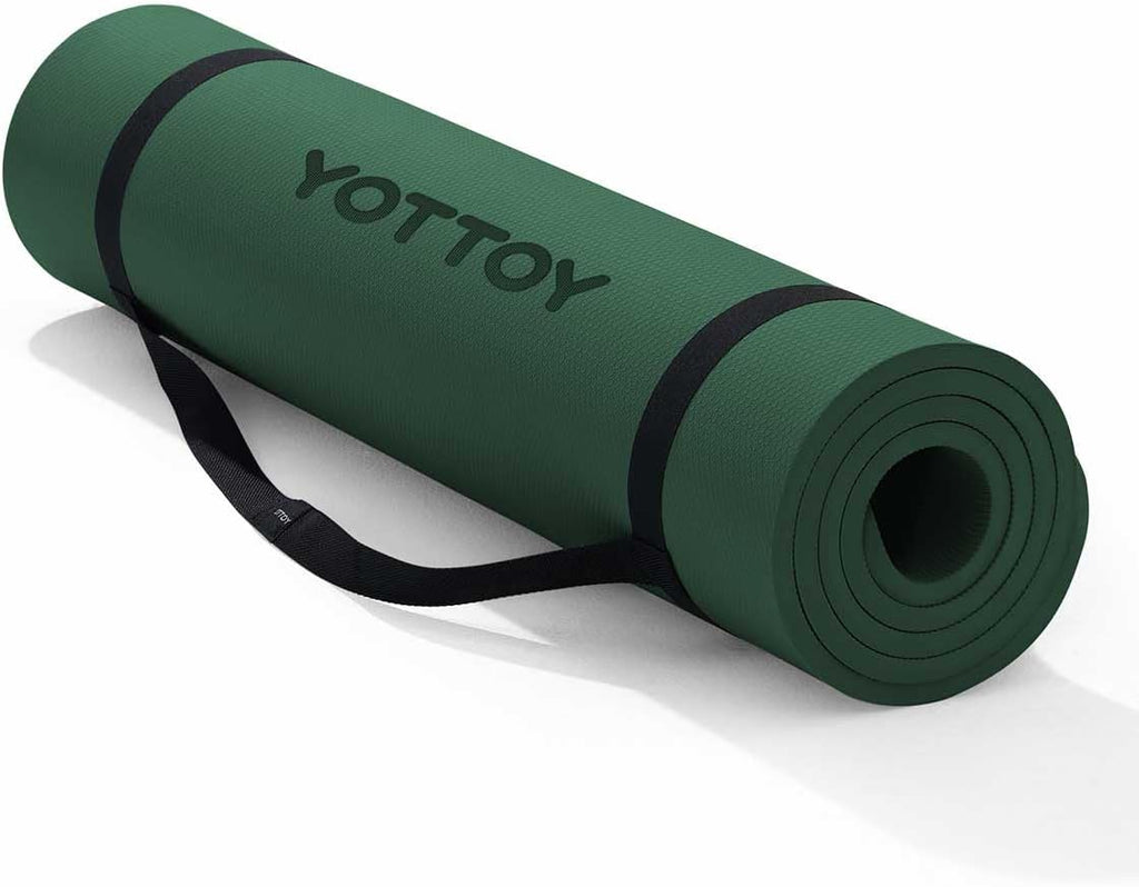 YOTTOY Yoga Mat，Extra Thick Yoga Mat (1/2inch),Professional TPE Exercise Mat,Non-Slip Workout Mat for Yoga, Pilates, Fitness, Barefoot Workouts, Home Gym Studio with Strap