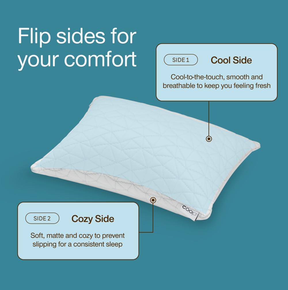 Coop Home Goods Cool Side Travel and Camping Pillowcase, Cooling Travel Pillow Case for Hot Sleepers, Two-Sided Pillow Covers, Cozy Side & Cool Side, Ultra Soft Lulltra Cool Technology