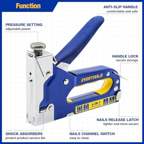 Heavy Duty Manual Staple Gun for Upholstery and Wood, 4-in-1