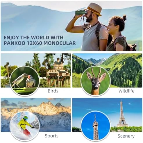 12x60 Powerful Monocular for Adults High Powered, 2026 New Version, Smartphone Adapter Tripod Plus Portable Bag, Larger Vision Monoculars with BAK4 Prism & FMC Lens, for Bird Watching Hiking