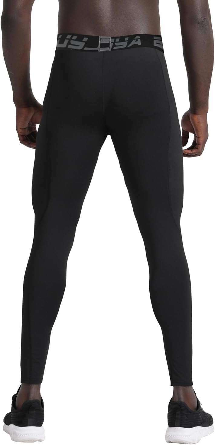 BUYJYA 3 or 5 Pack Men's Compression Pants Base Layer Tights Leggings