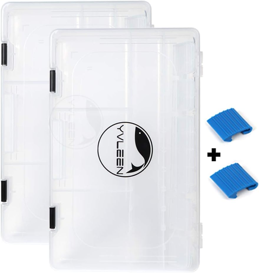 YVLEEN Fishing Tackle Boxes - 3600 3700 Tackle Box Plastic Storage Organizer Box with Removable Dividers - 2packs/4packs Tackle Trays - Included 2pcs of Extra Clip