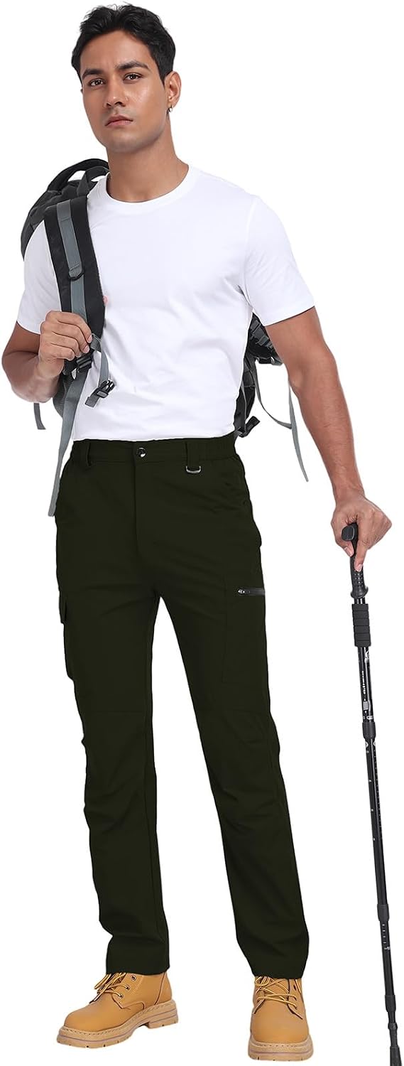 Men's Hiking Cargo Pants Water Resistant Quick Dry Lightweight Pants with 6 Pockets Tactical Work Pants