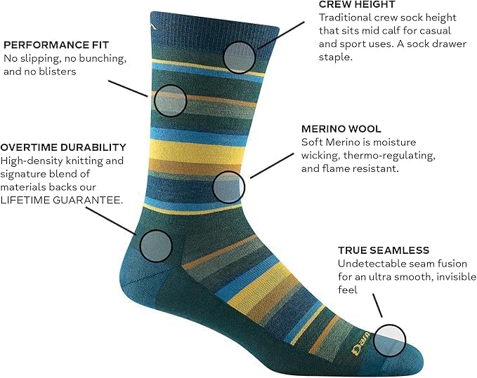 Darn Tough Men's Druid Crew Lightweight Lifestyle Socks (Style 6090)