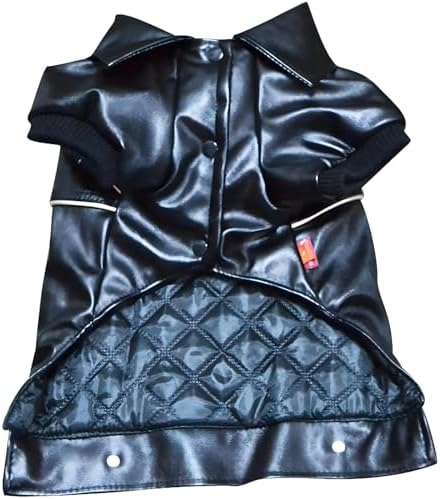 Dog Winter Coat Pu Leather Motorcycle Jacket for Dog Pet Clothes Leather Jacket, Waterproof(L)