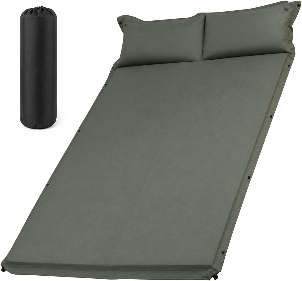 Abahub Self Inflating Sleeping Pad with Pillow, 2 Person, Green