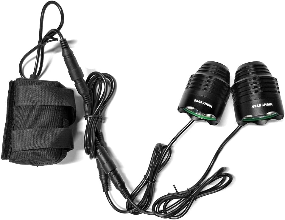 Night Eyes-2400 Lumens(1200LMx2) Mountain Bike Headlight Bike Light -Rechargeable 8.4V ABS Waterproof Battey Pack-Free USB BikeTaillight Bonus -NO Tool Required