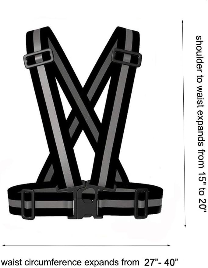 Reflective Vest Running Gear 3Pack, Adjustable Safety Vests High Visible Reflective Belt Straps