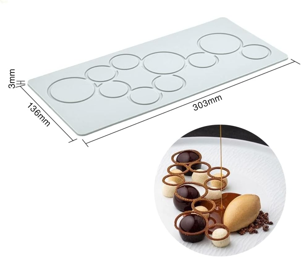 Hollow Leaf Silicone Molds Lover Heart Chocolate Molds Geometry 3D Silicone Mould Chocolate Candy Leaf Mold Sugar Craft Cake Decoration Cupcake Top (O_Circel_12.12 * 5.44 * 0.12inch)
