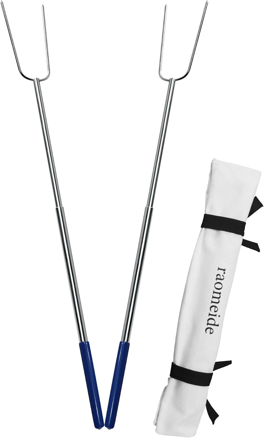 RAOMEIDE 32" Heavy Duty Hot Dog Roasting Sticks for Campfire, Smores Sticks for Fire Pit Long, Marshmallows Skewers (6 Pack)
