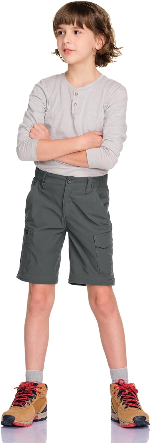 CQR Kids Youth Hiking Cargo Pants, UPF 50+ Quick Dry Convertible Zip Off Pants, Outdoor Camping Pants