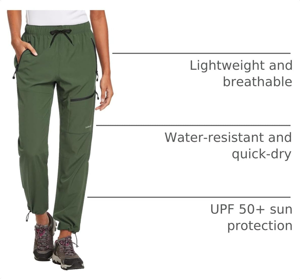 baleaf Women's Hiking Pants Quick Dry Lightweight Water Resistant Elastic Waist Cargo Pants for All Seasons