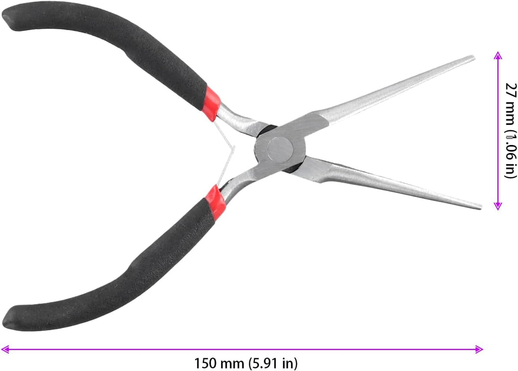 8 PCS 6 Inch Needle Nose Pliers Set, Long Nose Pliers with Comfort Grip Handles, Mini Jewelry Needle Nose Pliers for Cutting Bending Wire Handmade Craft