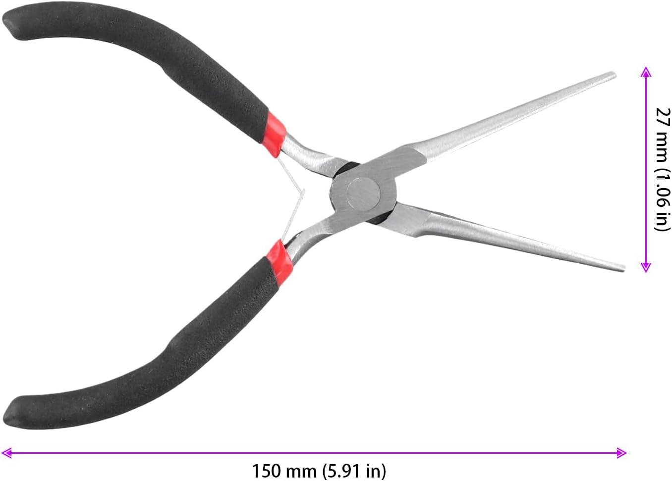 8 PCS 6 Inch Needle Nose Pliers Set, Long Nose Pliers with Comfort Grip Handles, Mini Jewelry Needle Nose Pliers for Cutting Bending Wire Handmade Craft