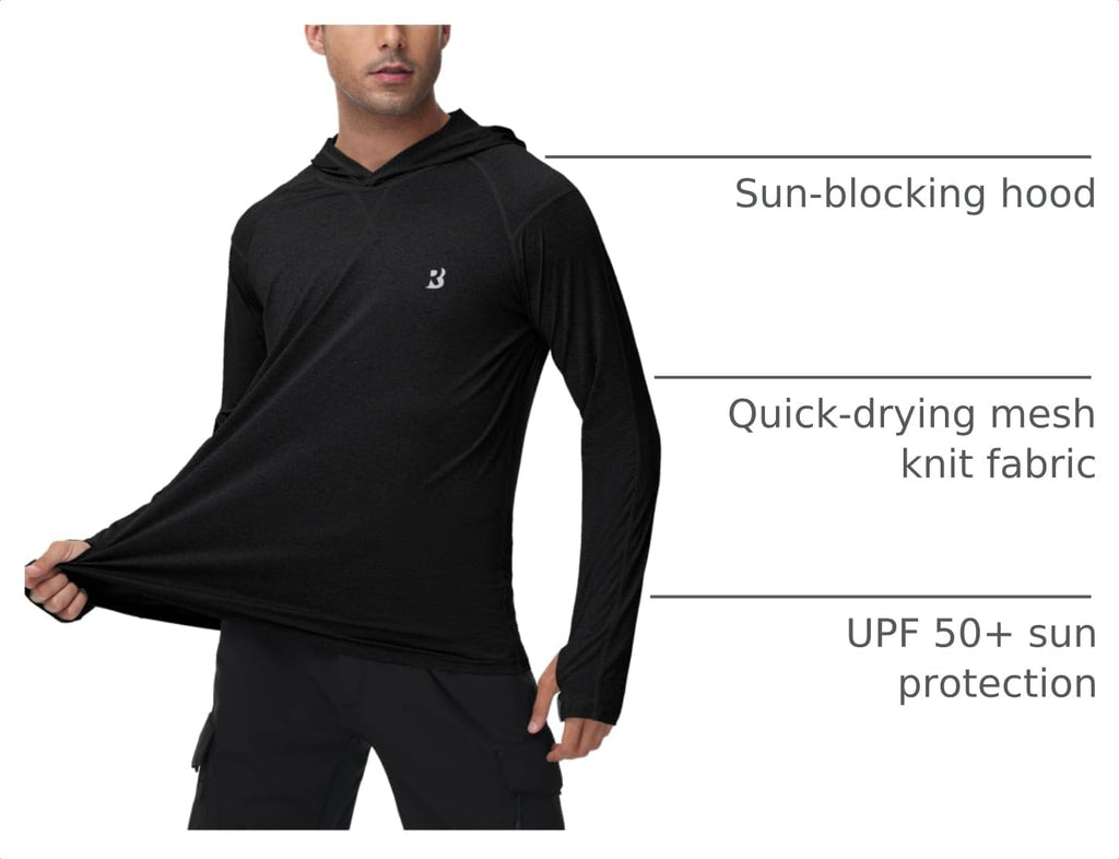 Roadbox Men's UPF 50+ Fishing Shirts, Long Sleeve UV Sun Protection Hoodie