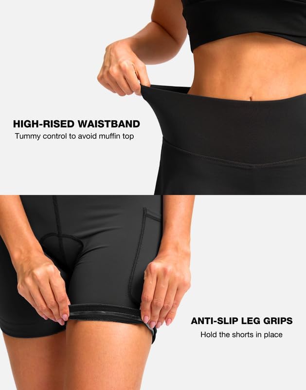 Women's Cycling Skirts 4D Padded Bike Shorts with Pockets High Waist Biking Skort for Road Mountain Bicycle Riding