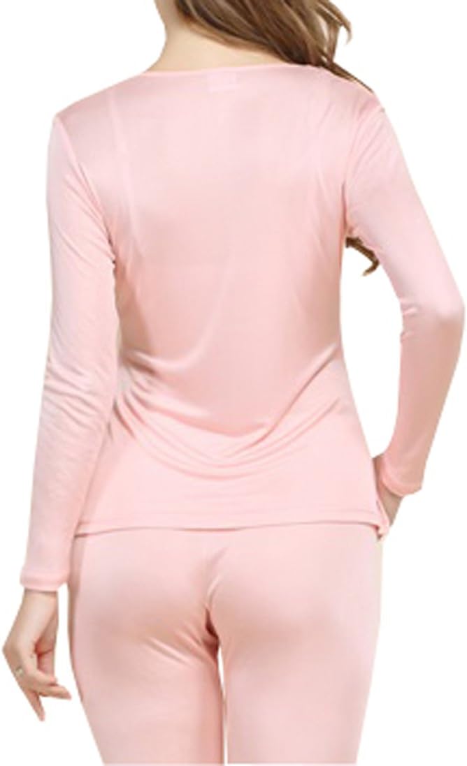 Grenasasilk Womens Silk Long Underwear Mulberry-silk Long Johns Thermal Underwear Sets Cold Weather Base Layer