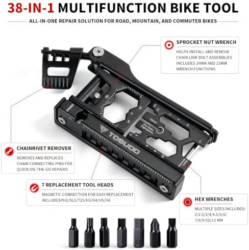 Bike Tool Kit 38-in-1, Bike Multitool with Tire Levers for Road and MTB