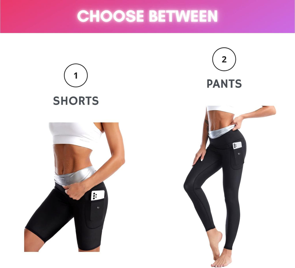 Nano Hertz Sauna Sweat Suit Shapewear Shorts Pockets Waist Trainer Body Sweatsuit Exercise Fitness Gym Women Girl