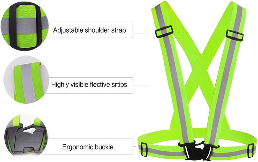 Reflective Vest Running Gear 3Pack, Adjustable Safety Vests High Visible Reflective Belt Straps