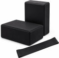 Yoga Blocks 2 Pack, Foam Yoga Block Set with Loop Resistance Band, High-Density EVA Yoga Block for Yoga, Pilates, Exercise, Stretching, Balance Training and Home Workouts