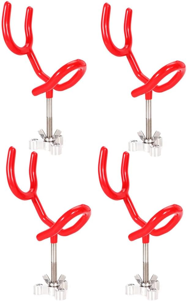 4pcs Sure Grip Steel Boat Rod Holder 20 Degree PVC Coated Steel Wire Fishing Pole Holder (Red)