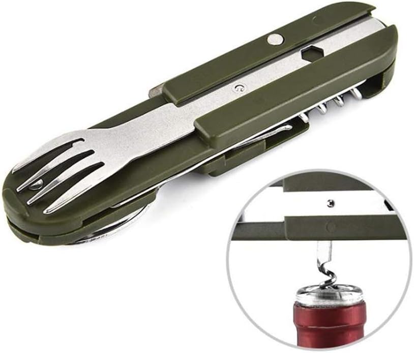 Detachable Camping Tableware Set, Portable 5-in-1 Stainless Steel Travel Tableware, Multifunctional Folding Outdoor Tableware (2 Packs)