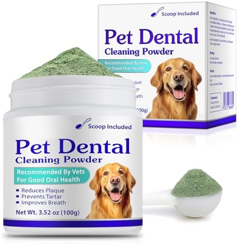Dog Teeth Cleaning Powder - Dog Dental Powder - Dog Breath Freshener - Targets Tartar & Reduces Plaque & Bad Breath - Teeth Cleaning Made Easy Eliminate - Formulated for Small, Medium, Large Dogs