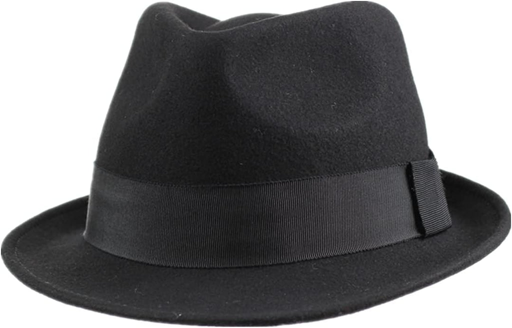 Home Prefer Men's Wool Felt Winter Hat Short Brim Fedora Hat
