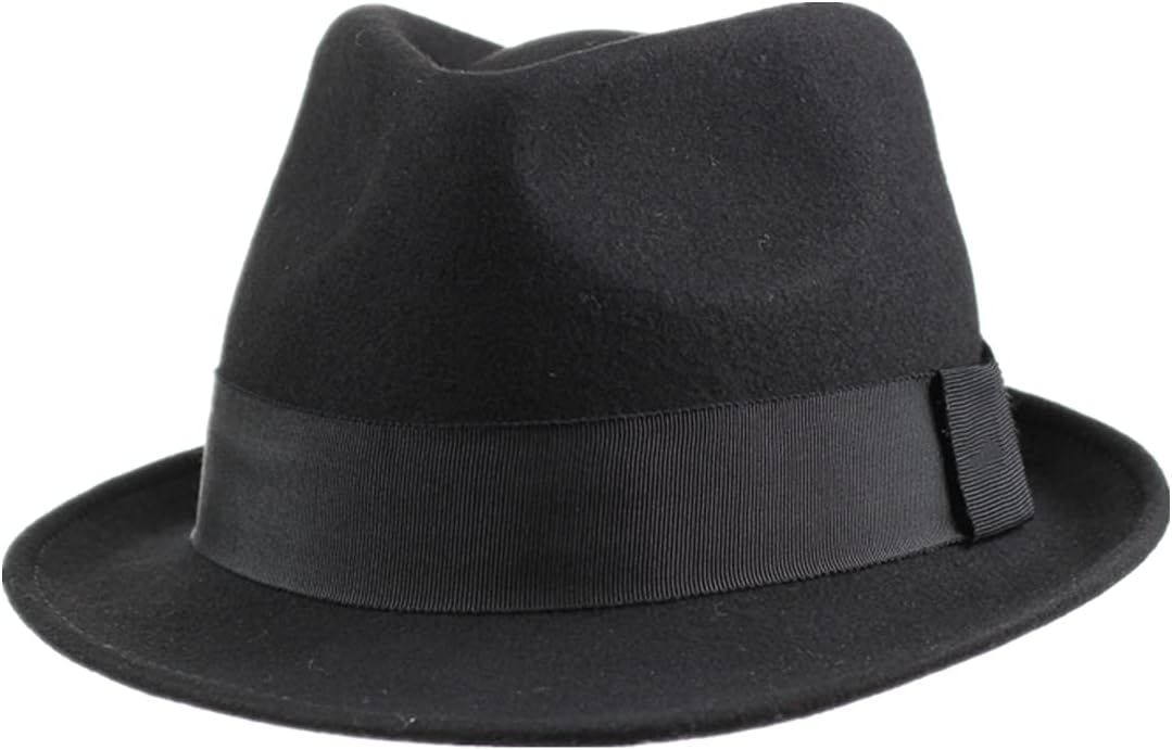 Home Prefer Men's Wool Felt Winter Hat Short Brim Fedora Hat