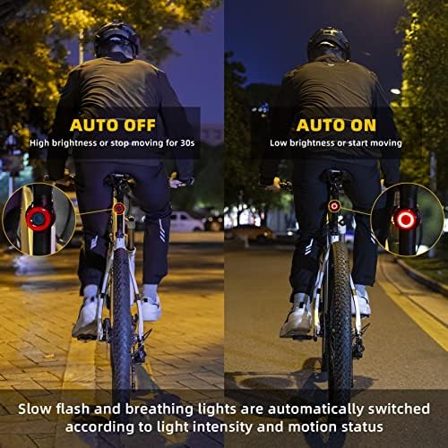 ROCKBROS Bike Tail Light Rechargeable Auto On Sensor Off IPX6 Waterproof