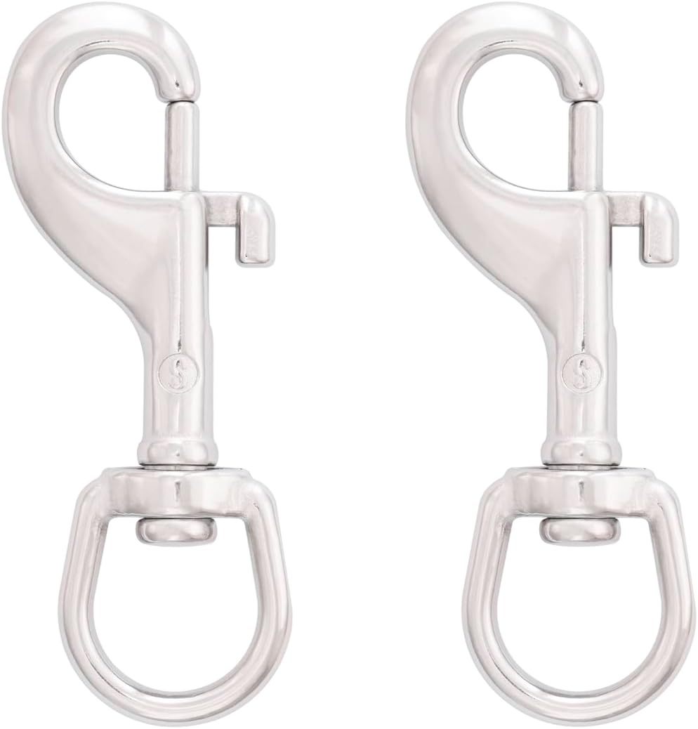 SHONAN 3.5 Inch Swivel Eye Snap Hook, 2 Pack Marine Grade Scuba Bolt Snap, Single Ended Stainless Steel Flag Clips Swivel Snaps for Scuba Diving, Flag Pole Rope, Dog Leash, Camera Strap
