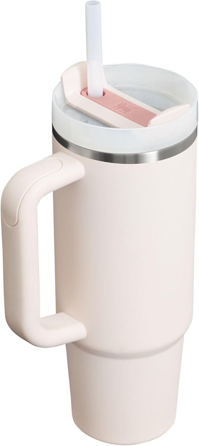 STANLEY Quencher H2.0 Tumbler with Handle and Straw 30 oz | Flowstate 3-Position Lid | Cup Holder Compatible for Travel | Insulated Stainless Steel Cup | BPA-Free | Rose Quartz 2.0