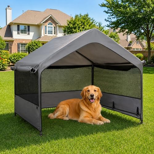 Extra Large Dog House Outdoor, 4'x4'x3.3' Dog Shade Shelter Canopy