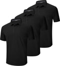 3 Pack Mens Golf Polo Shirt Short Sleeve Quick Dry Moisture Wicking